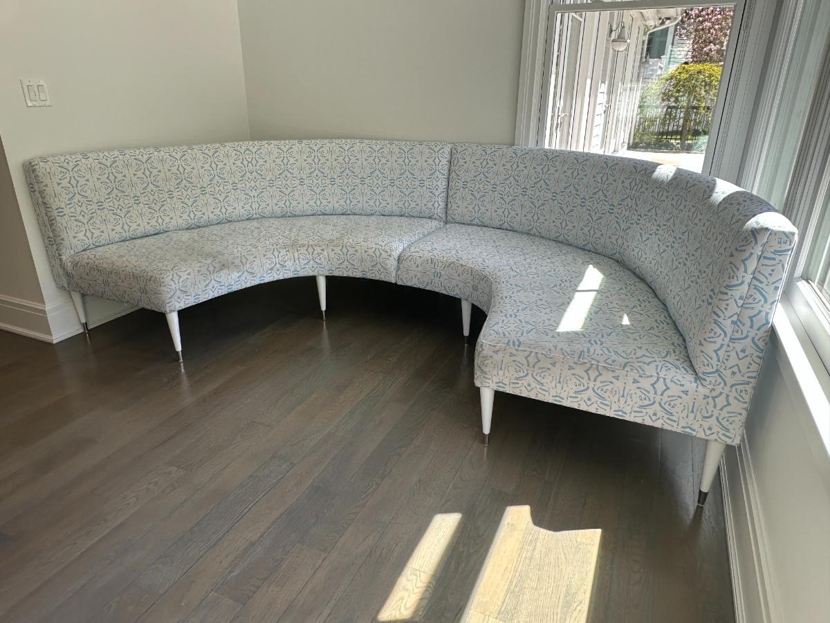 Custom Blue and White 2-Piece Banquette