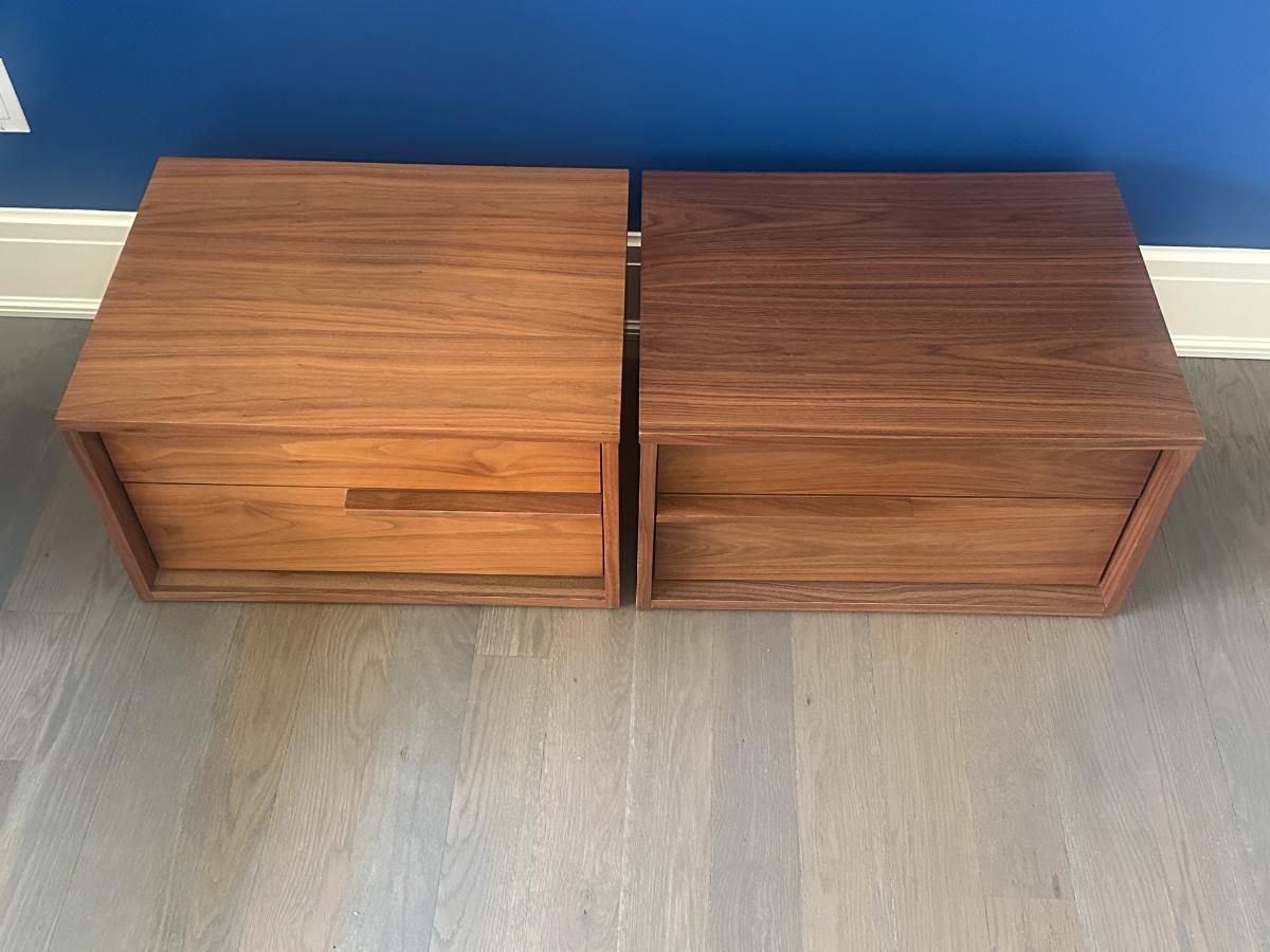 Modloft Jane Modern Walnut Nightstands, Pair