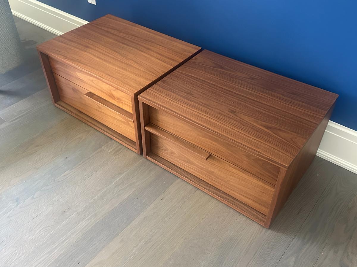 Modloft Jane Modern Walnut Nightstands, Pair