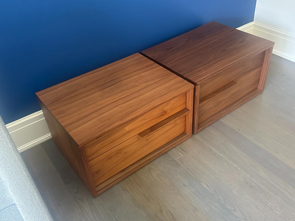 Modloft Jane Modern Walnut Nightstands, Pair