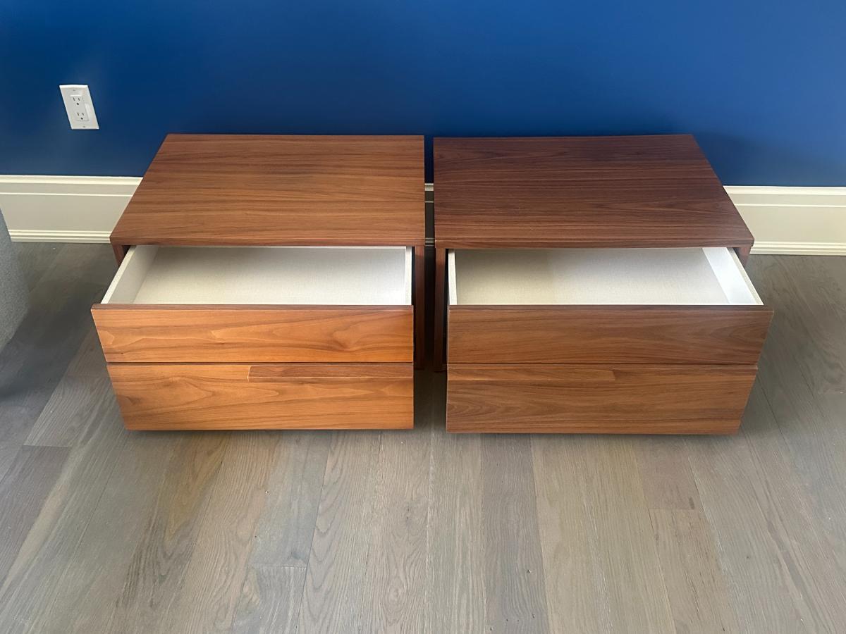 Modloft Jane Modern Walnut Nightstands, Pair