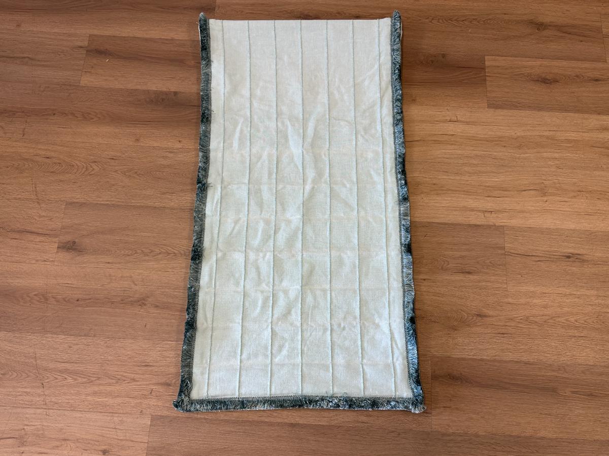 Aqua Fabric Roman Shade with Fringe