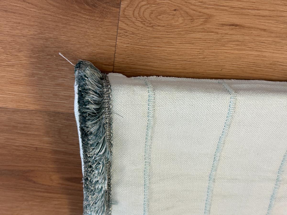 Aqua Fabric Roman Shade with Fringe