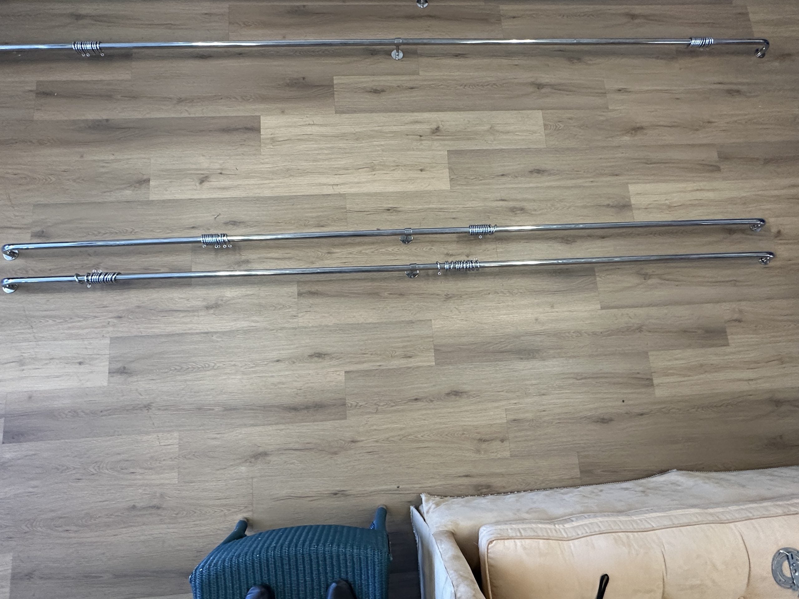 1in French Return Curtain Rods, 122in Length, Pair