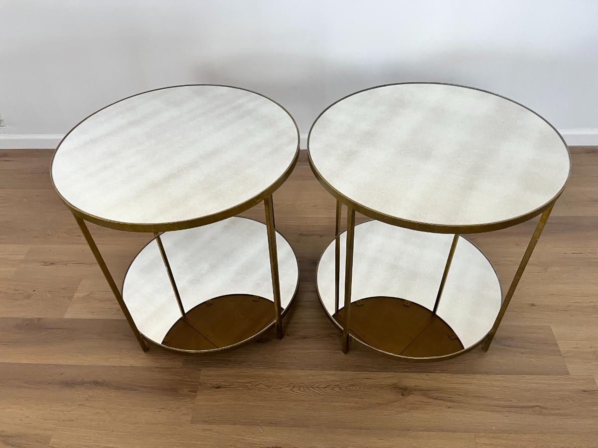 Oly Studio Jonathan Round Mirrored Side Tables, Pair
