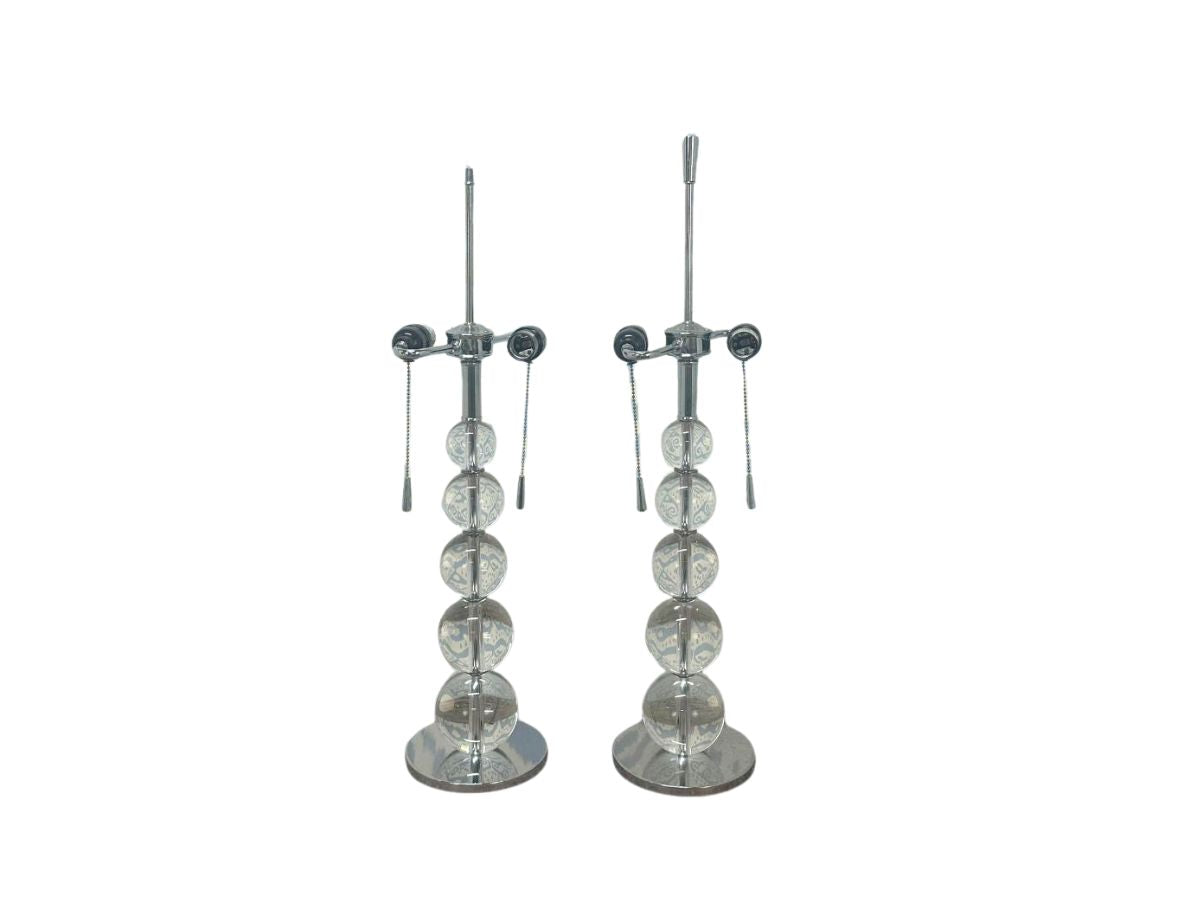Glass Stacked Ball Lamps, Pair