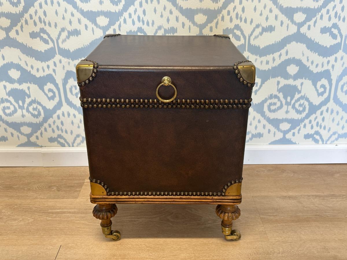 Leather Trunk End Table
