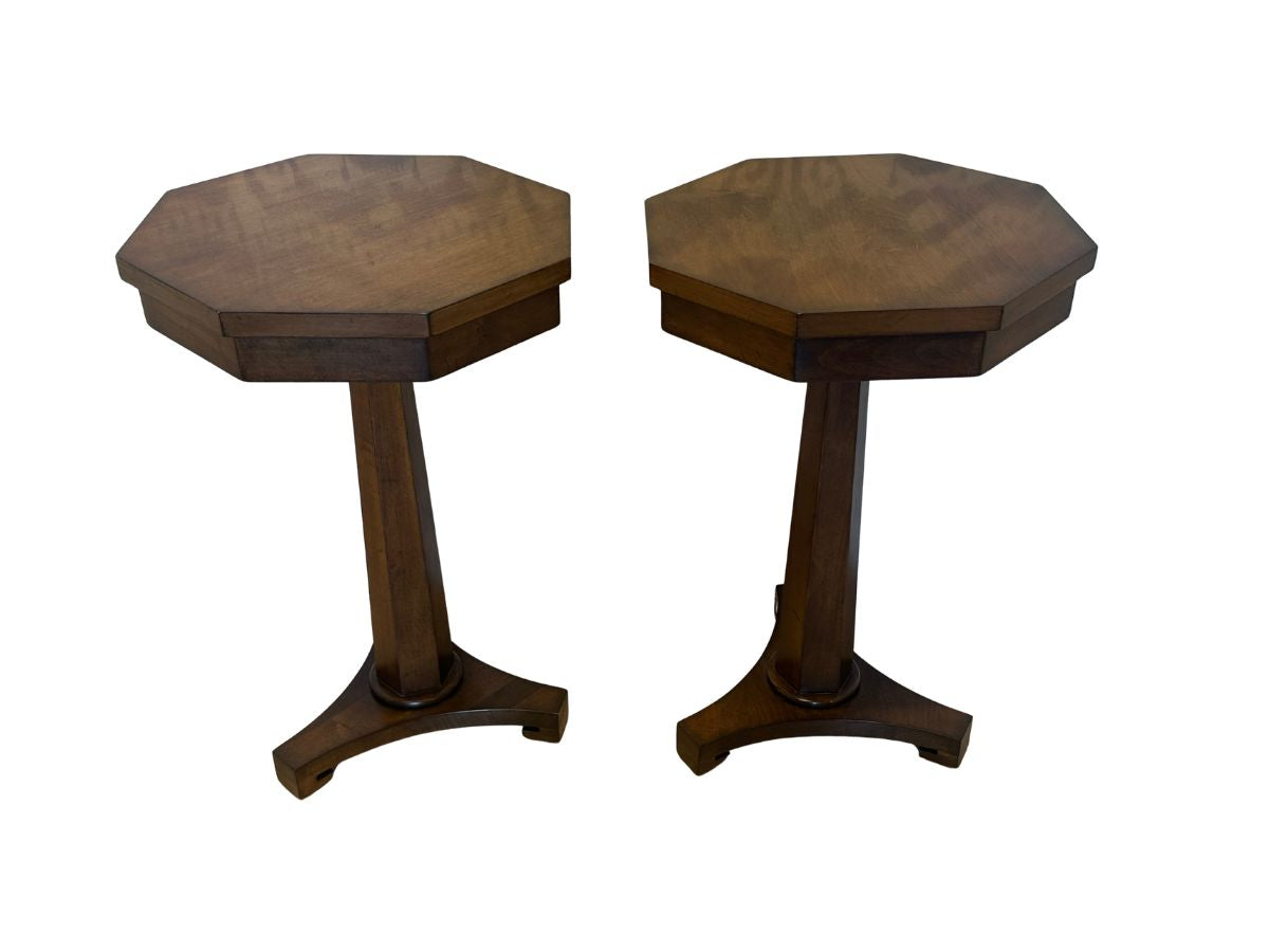 Chaddock Octavius Pedestal Tables, Pair
