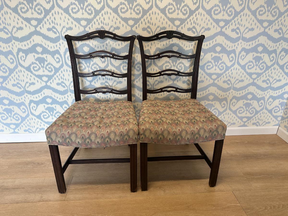 Vintage Ribbon Back Chairs, Pair
