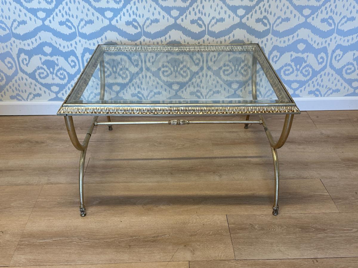 Gold and Glass Cocktail Table