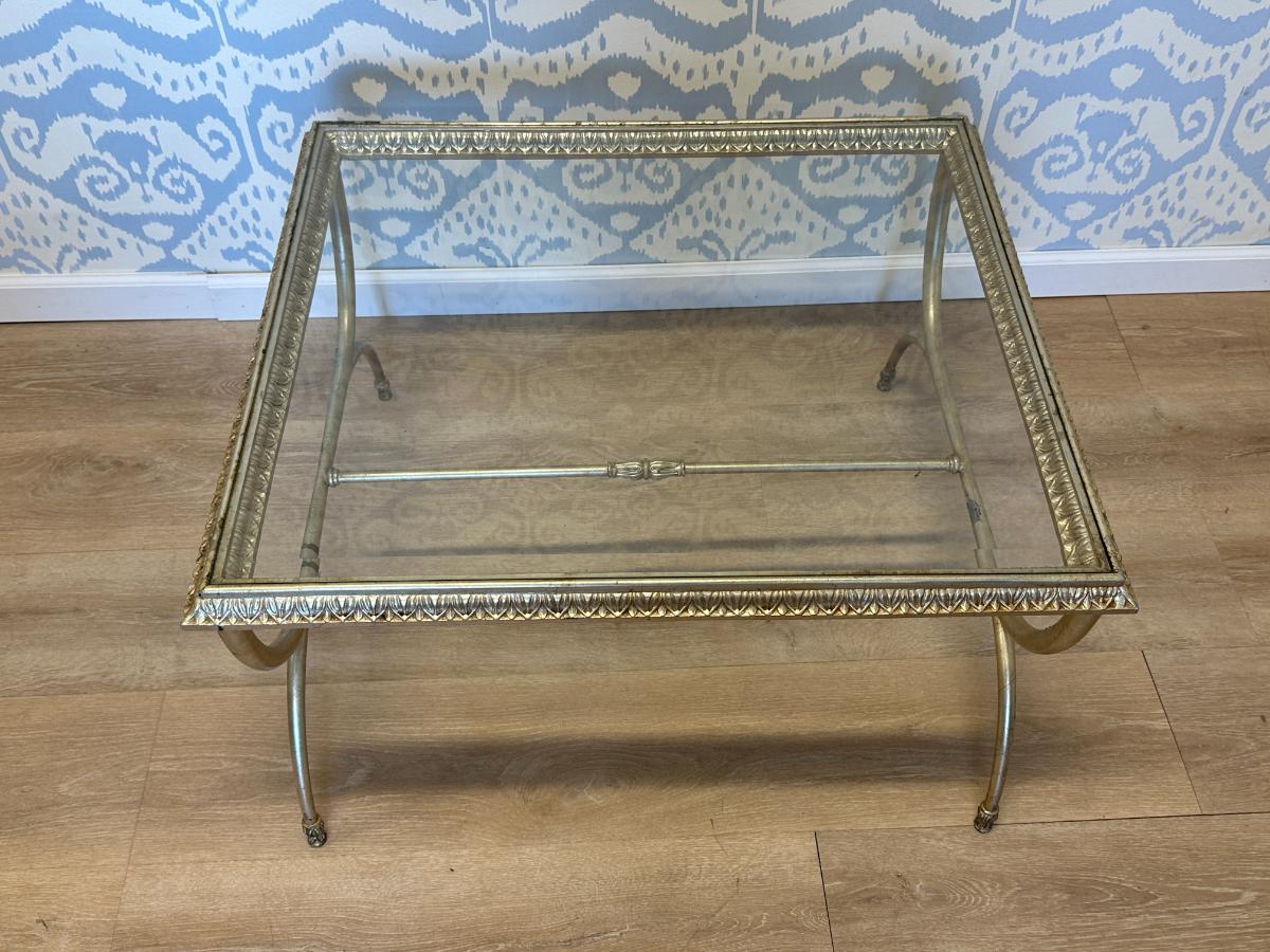 Gold and Glass Cocktail Table