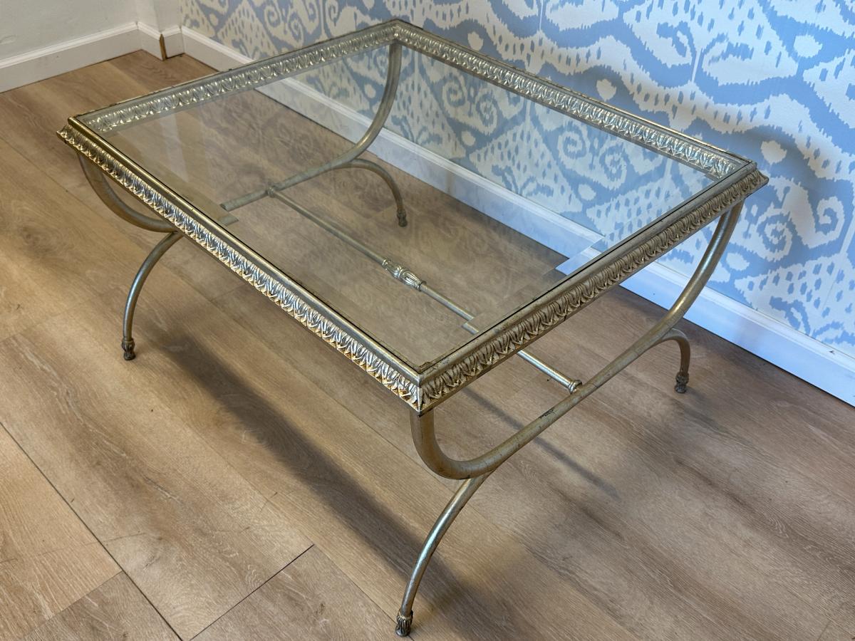 Gold and Glass Cocktail Table