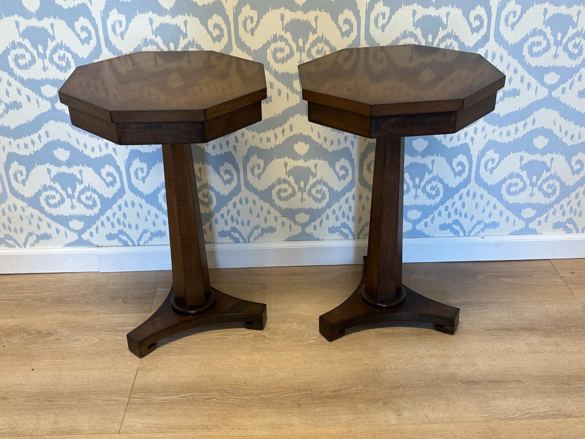 Chaddock Octavius Pedestal Tables, Pair