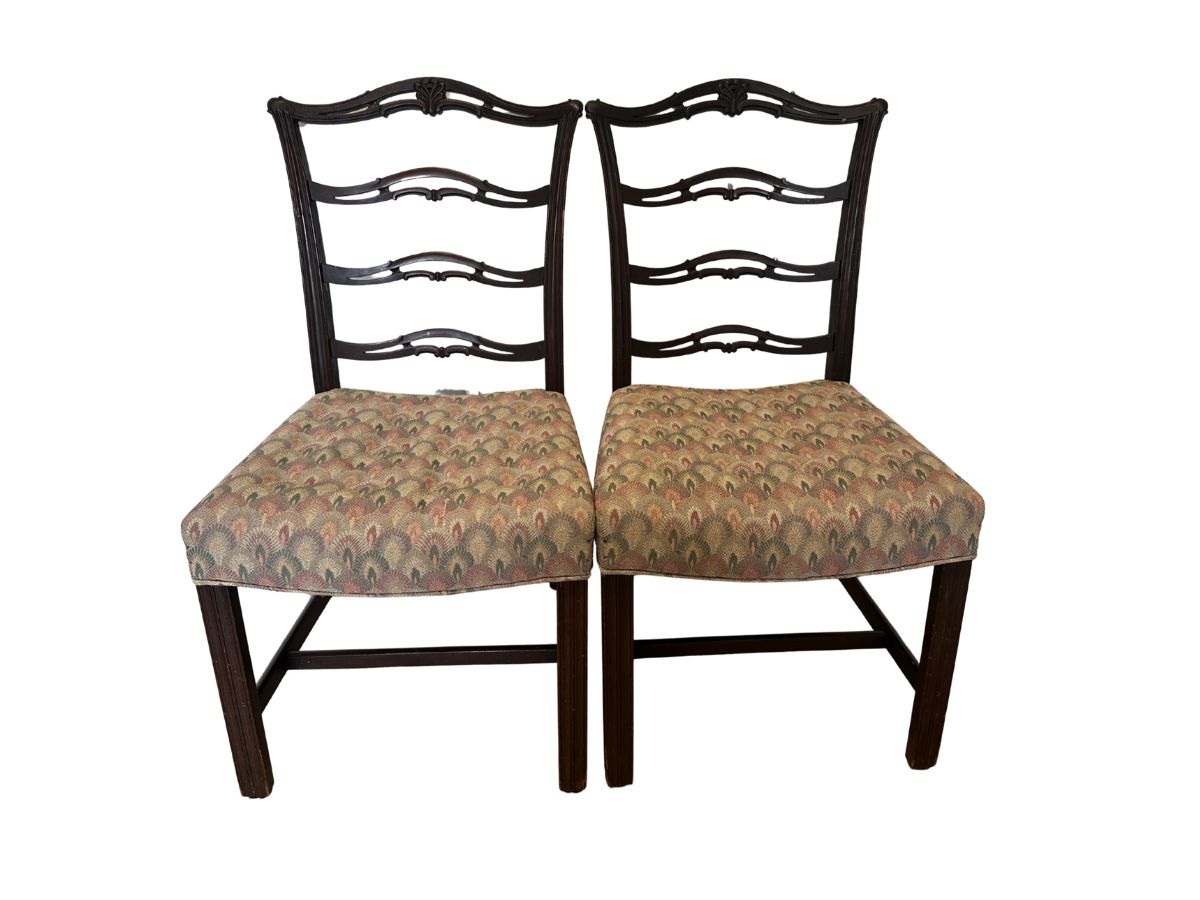 Vintage Ribbon Back Chairs, Pair
