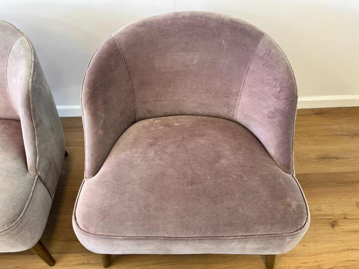Light Purple Velvet Chairs, Pair