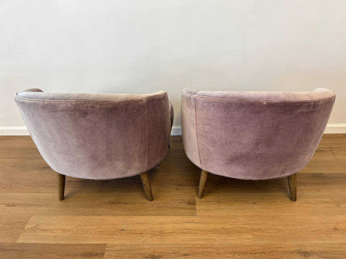 Light Purple Velvet Chairs, Pair