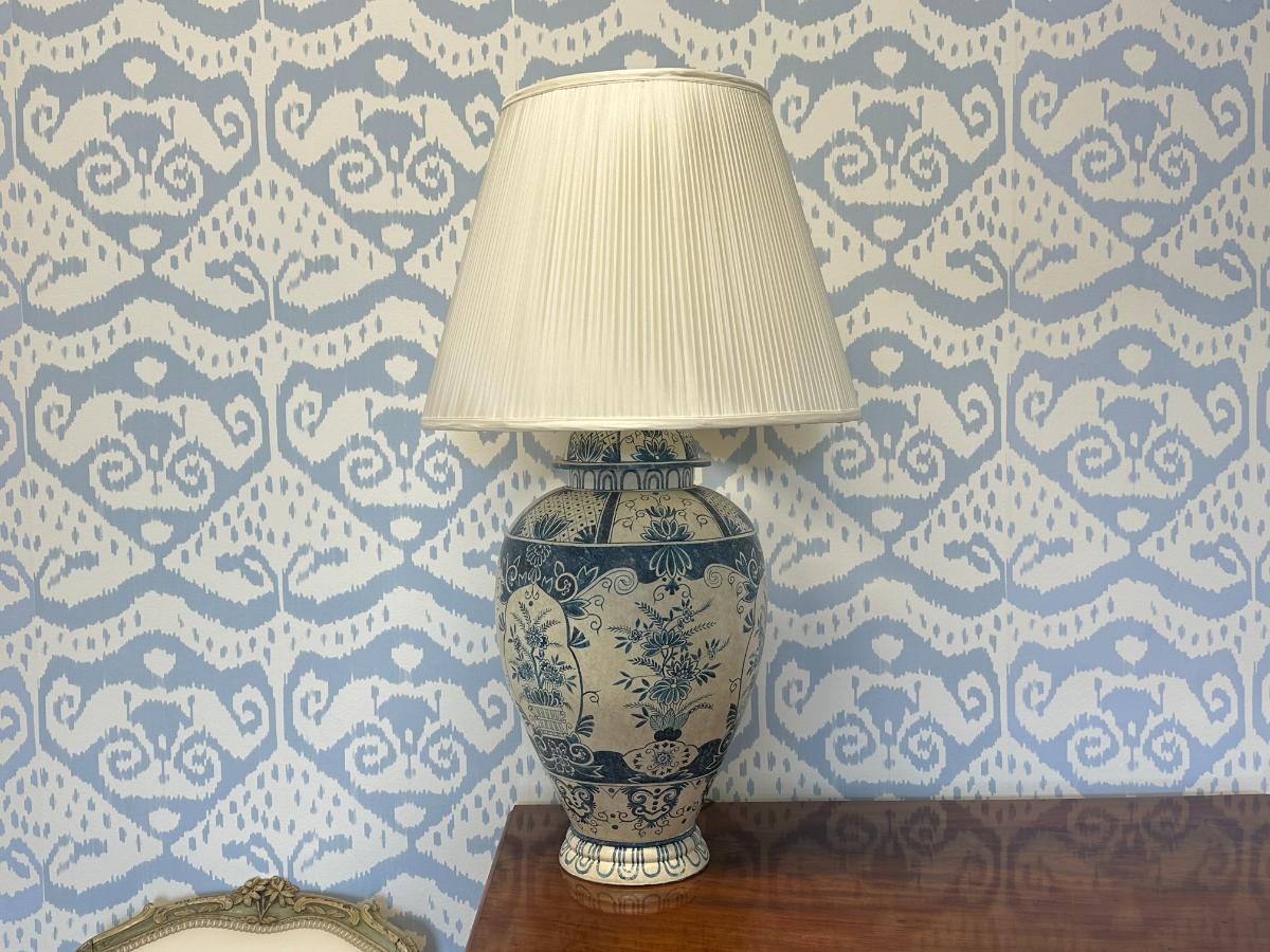 Large Blue & White Hand Painted Table Lamp
