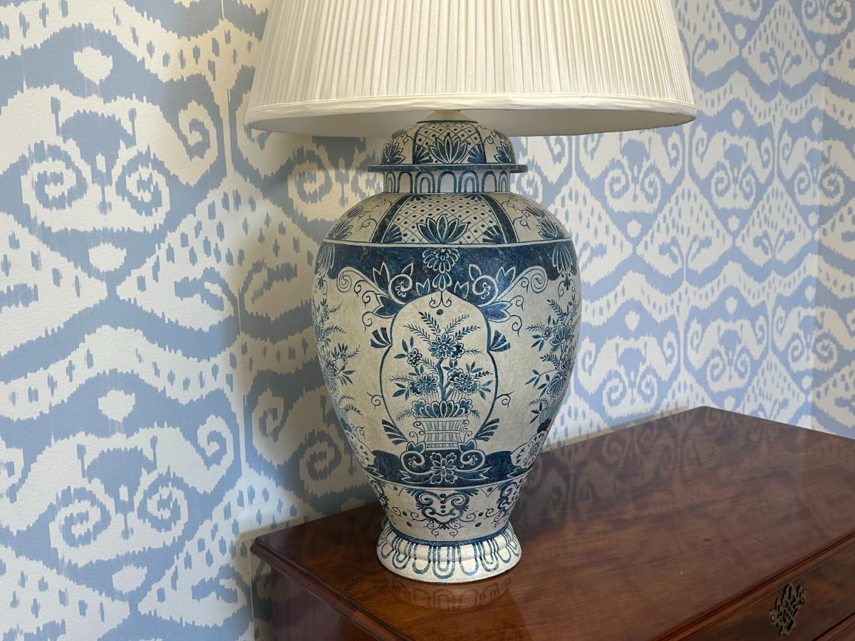 Large Blue & White Hand Painted Table Lamp
