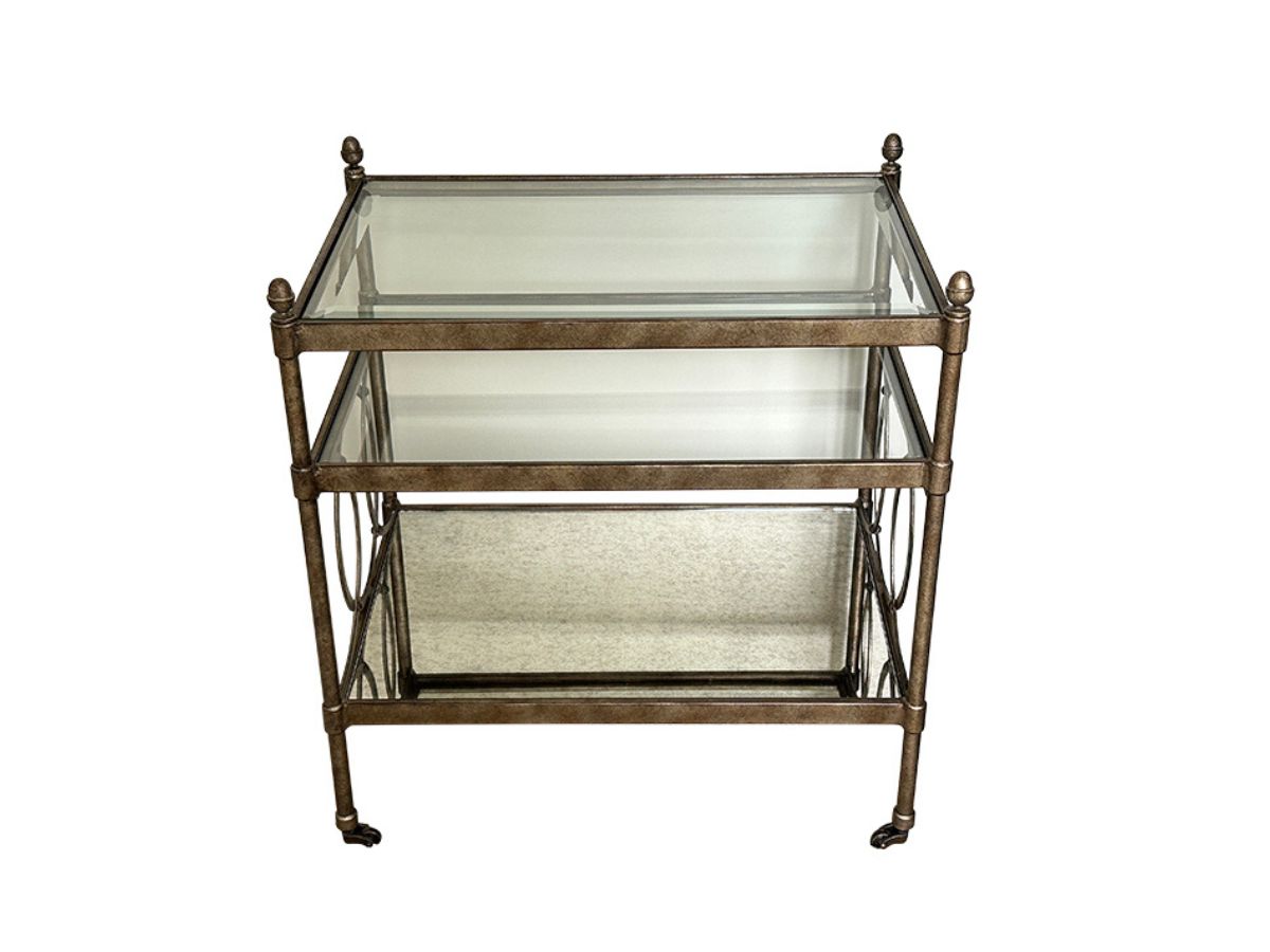 Lillian August Metal and Glass End Table/Cart