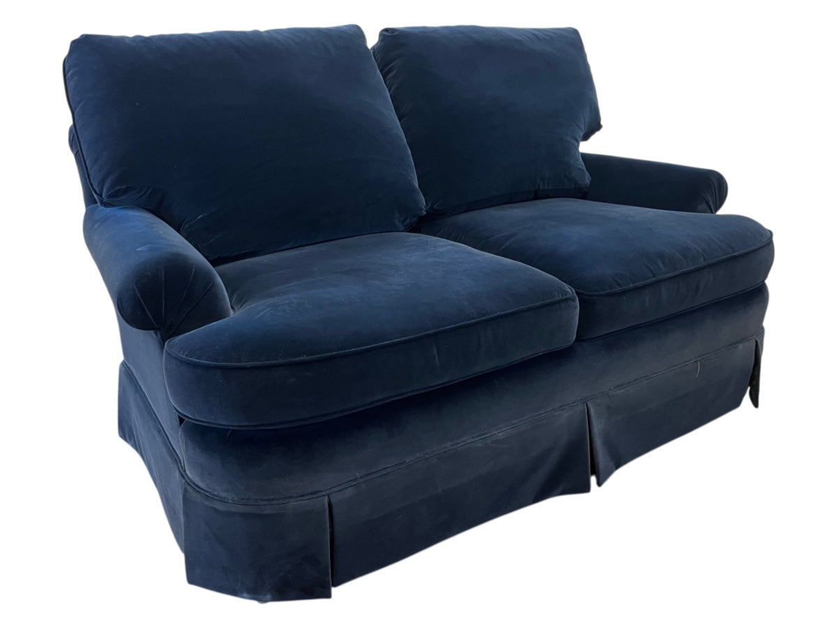 Baker Blue Velvet Loveseat, 1 of 2