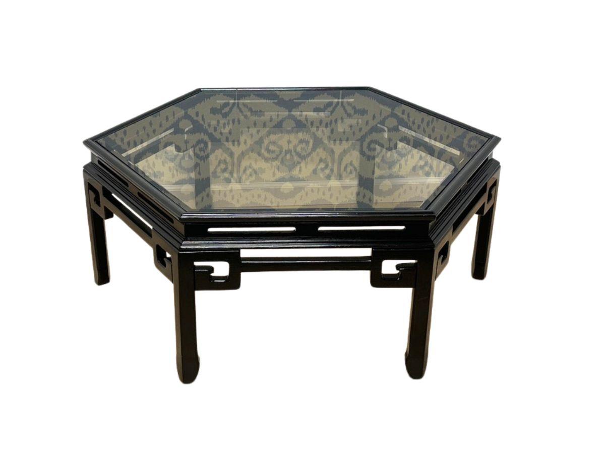 Black Lacquer Hexagonal Chinoiserie Coffee Table