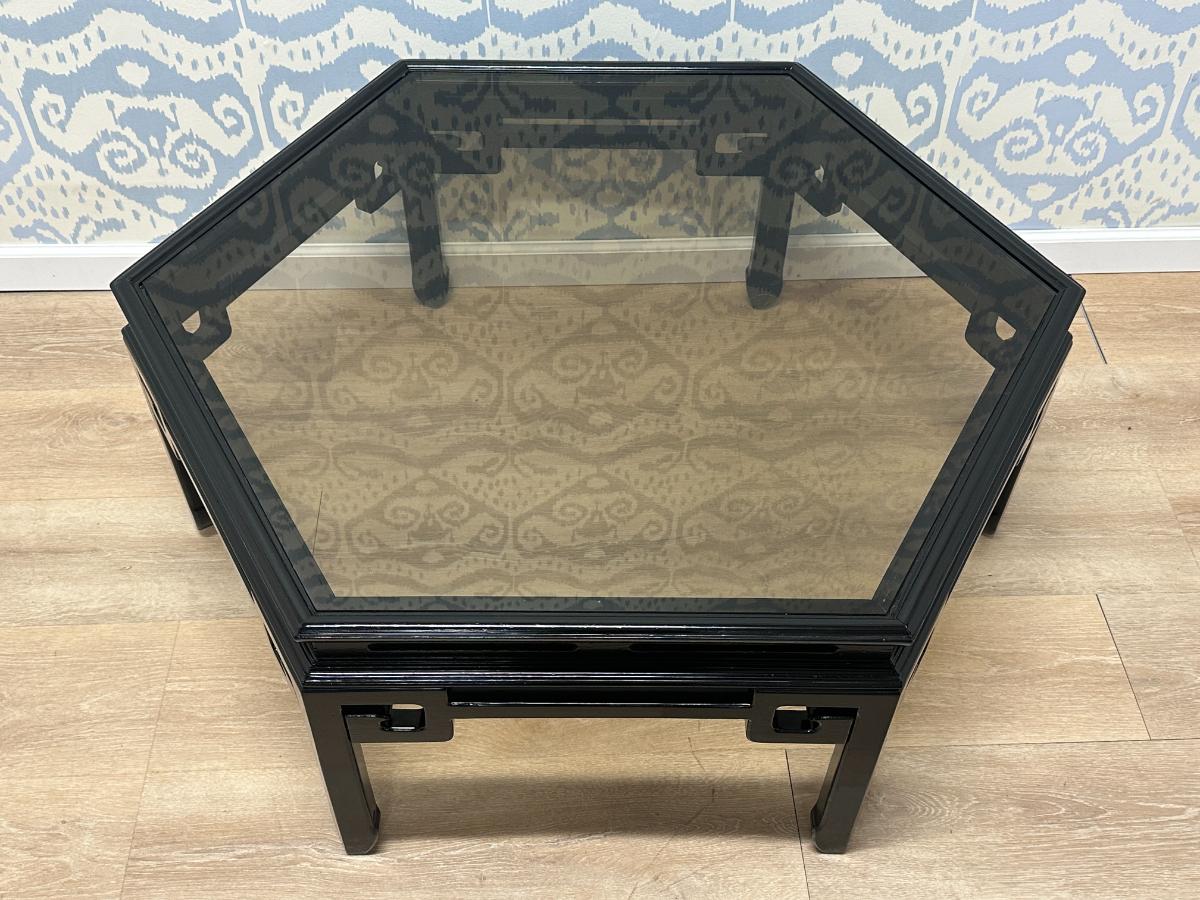 Black Lacquer Hexagonal Chinoiserie Coffee Table