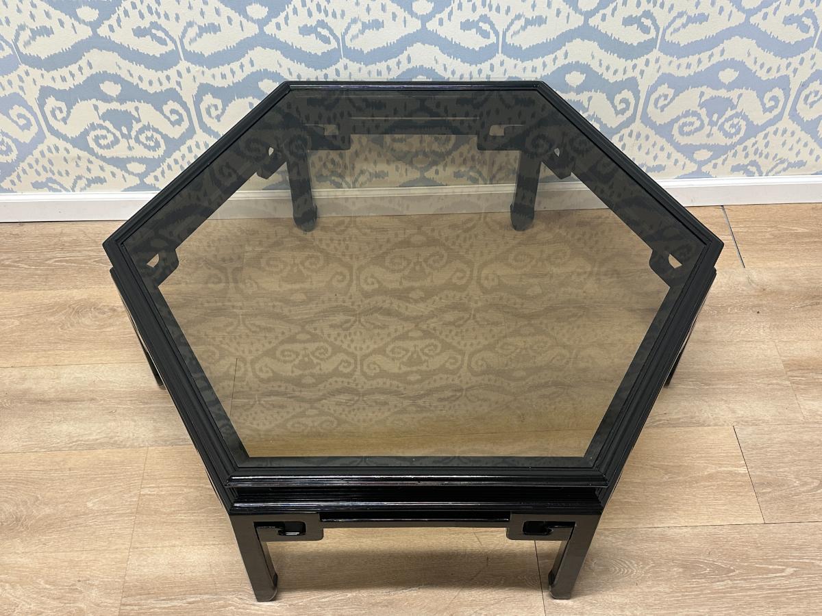 Black Lacquer Hexagonal Chinoiserie Coffee Table