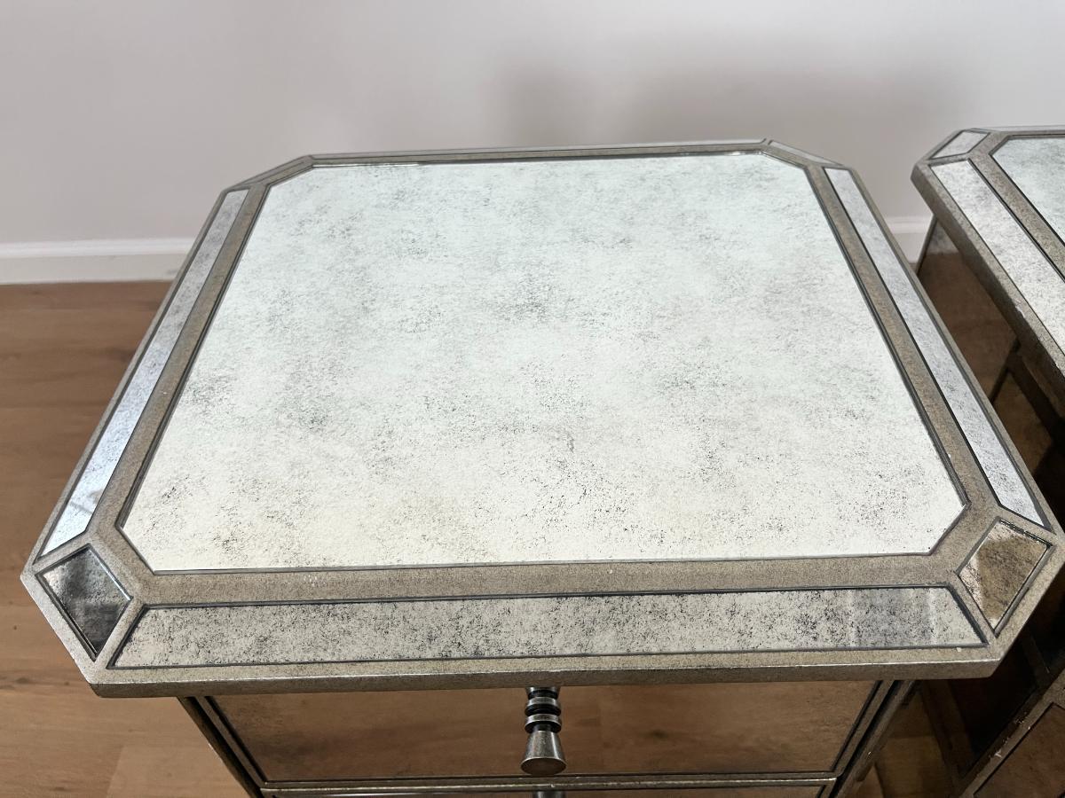 Restoration Hardware Ava Mirrored 3 Drawer Nightstands, Pair