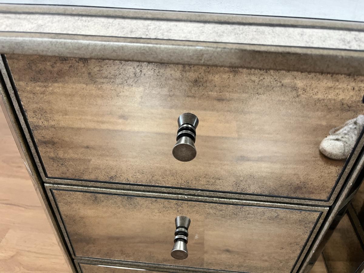 Restoration Hardware Ava Mirrored 3 Drawer Nightstands, Pair