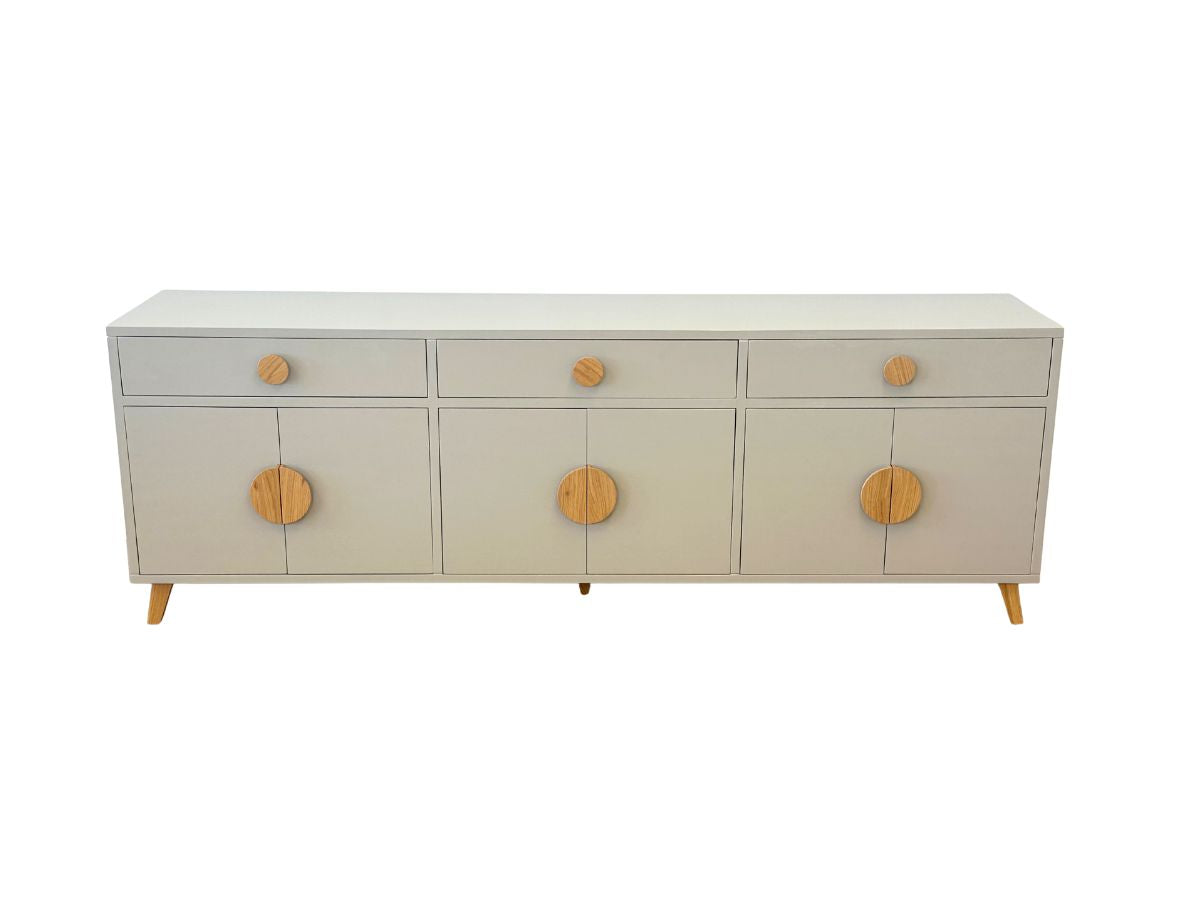 Grey Lacquer Buffet Sideboard with Wood Accents by The CEH