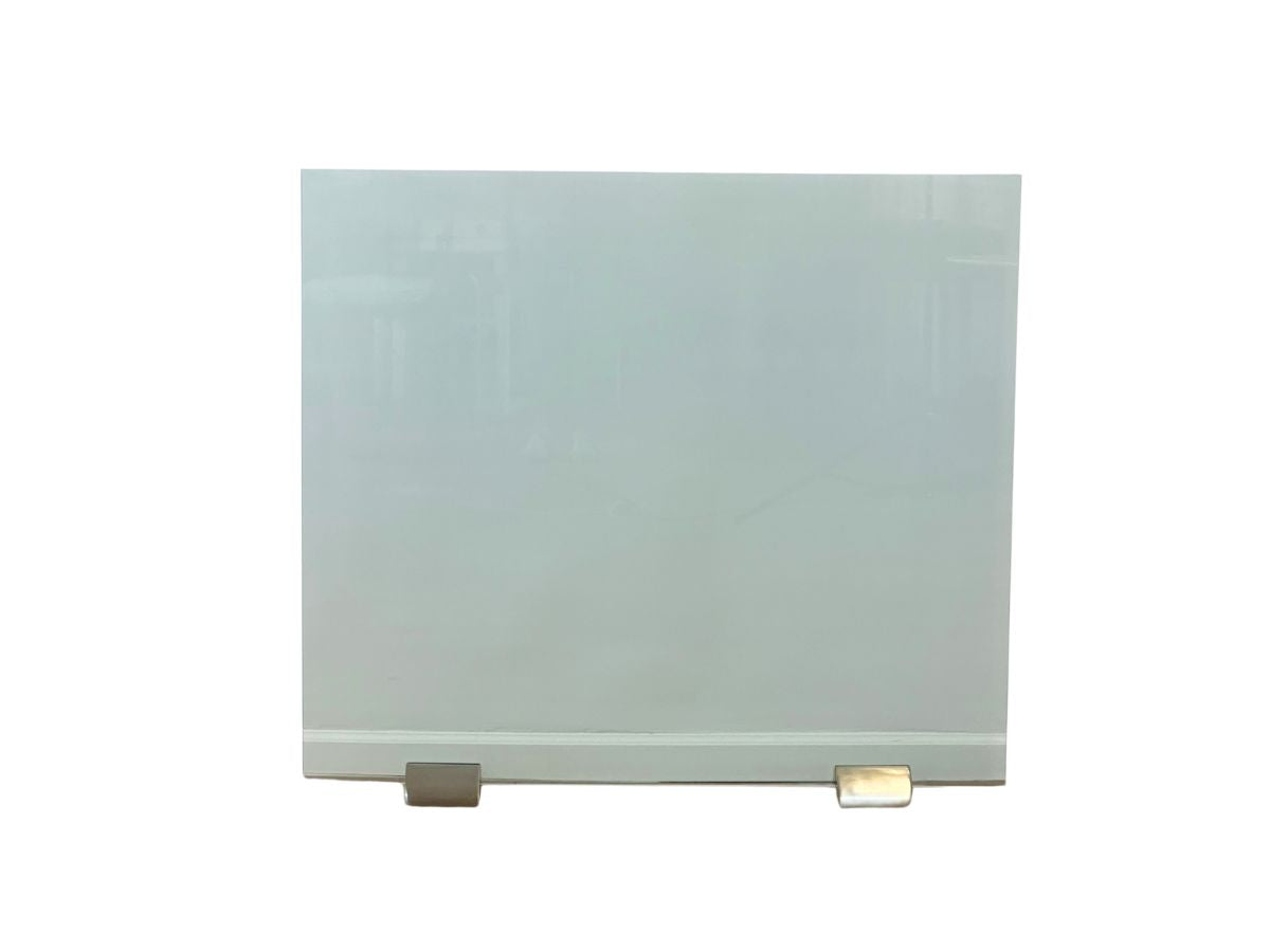 Modern Glass Fireplace Screen with Satin Nickel Base