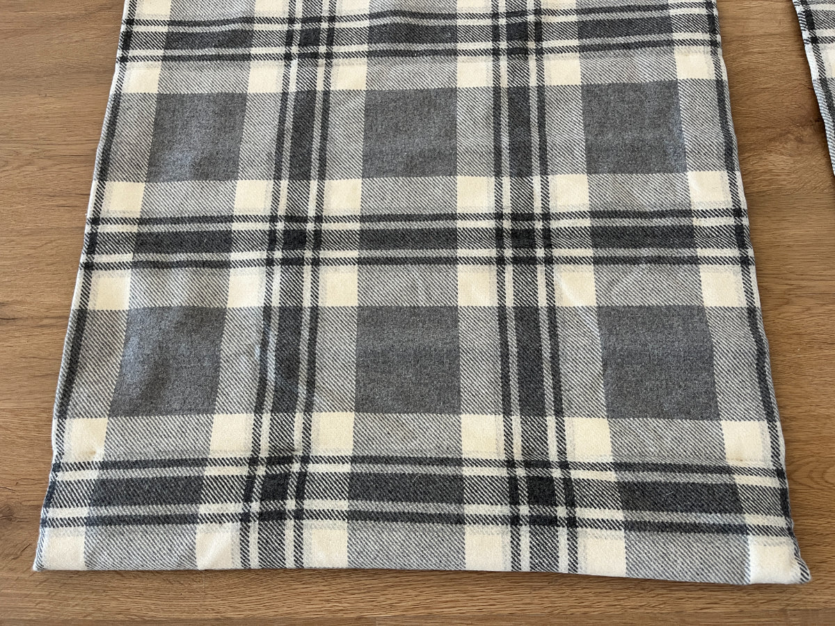 Grey and Ivory Plaid Cashmere Roman Shades, Set of 4