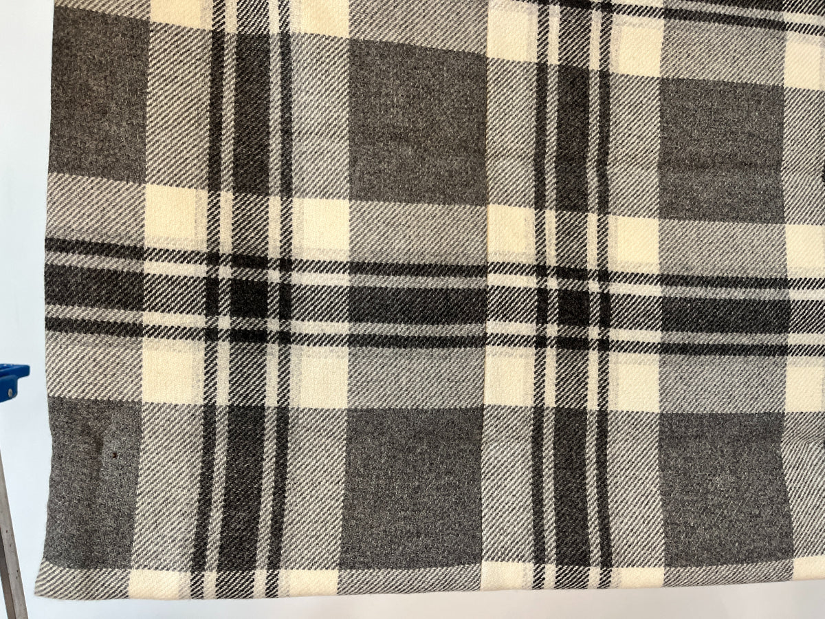 Grey and Ivory Plaid Cashmere Roman Shades, Set of 4