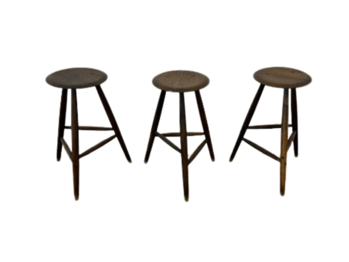Handcrafted Sawkille Co. Walnut Counter Stools, Set of 3