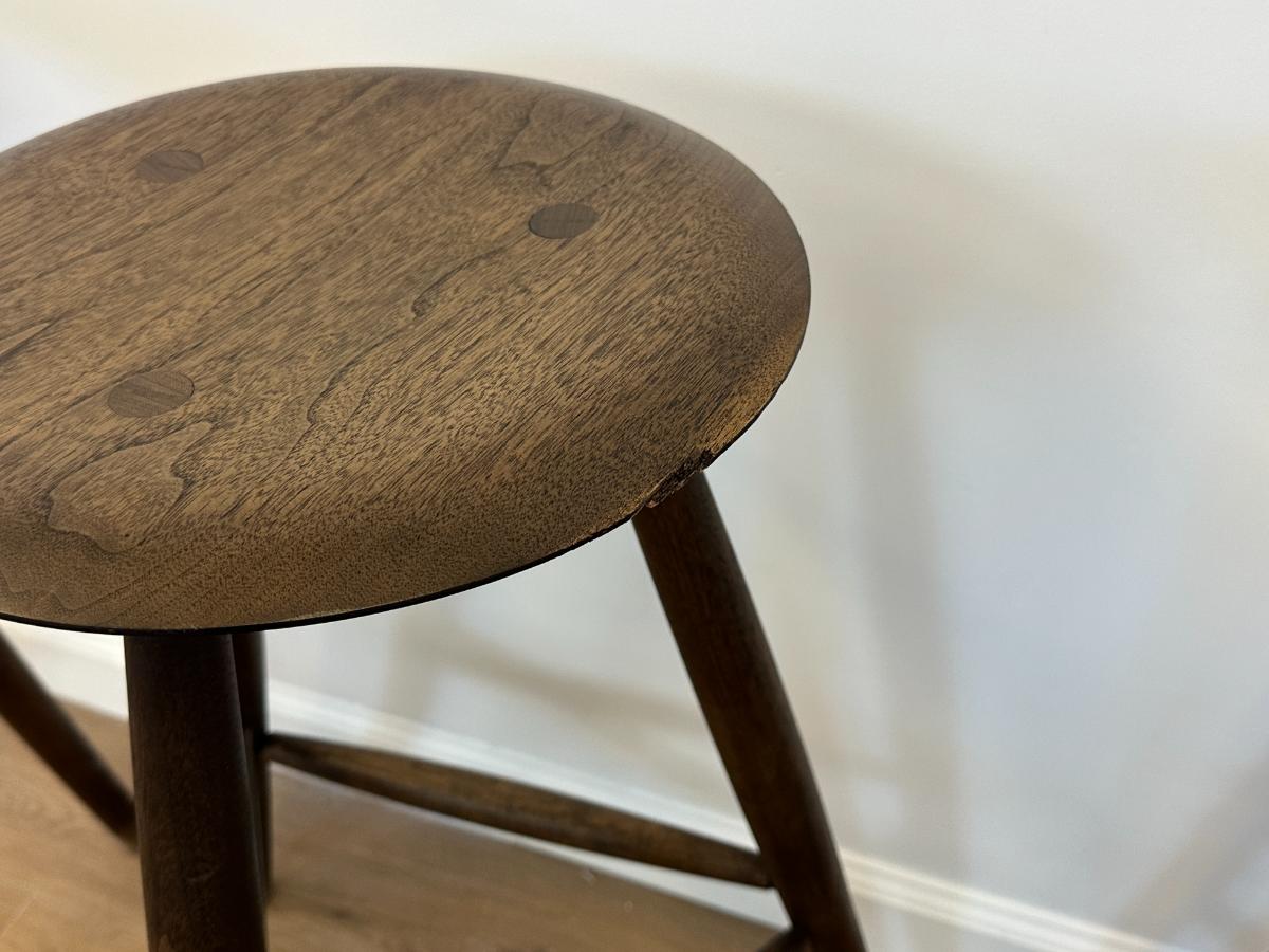 Handcrafted Sawkille Co. Walnut Counter Stools, Set of 3