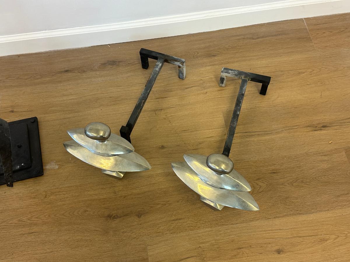 Alberto Giacometti Style Andirons with Matching Tools