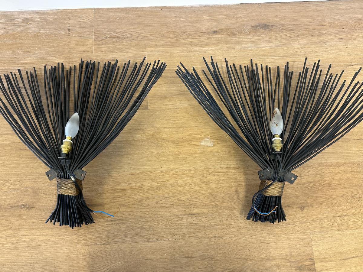 Vintage Sculptural Wall Sconces, Pair