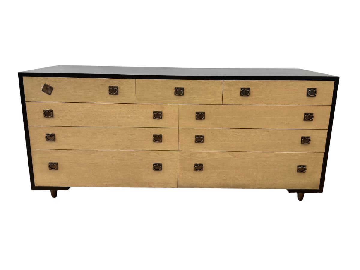 Paul Frankl for Johnson Furniture Cerused Oak & Mahogany Double Dresser