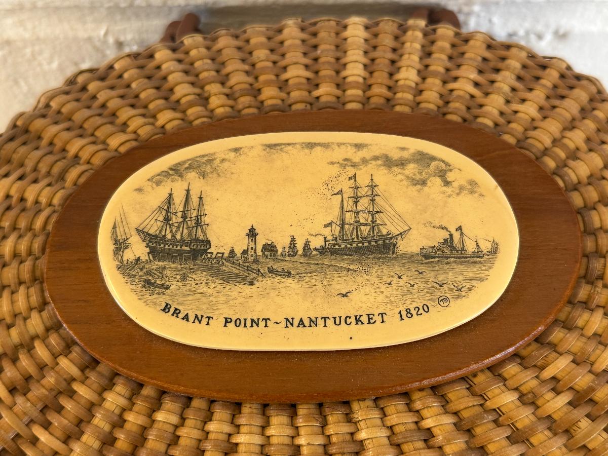 Nantucket Lightship Basket Purse, Signed Farnum, Brant Point, Dual Sides