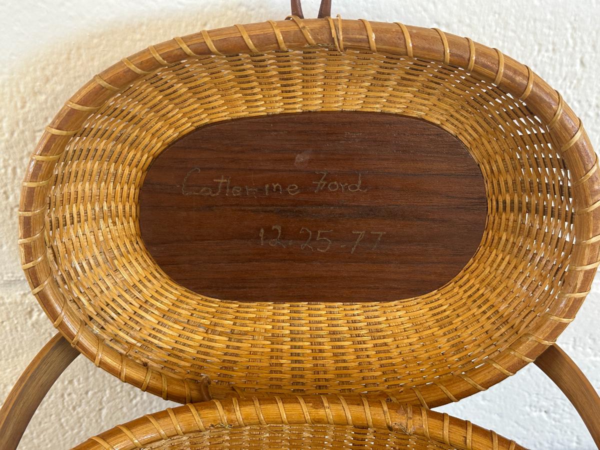 Vintage Nantucket Basket Purse with Bird, Signed, 1977