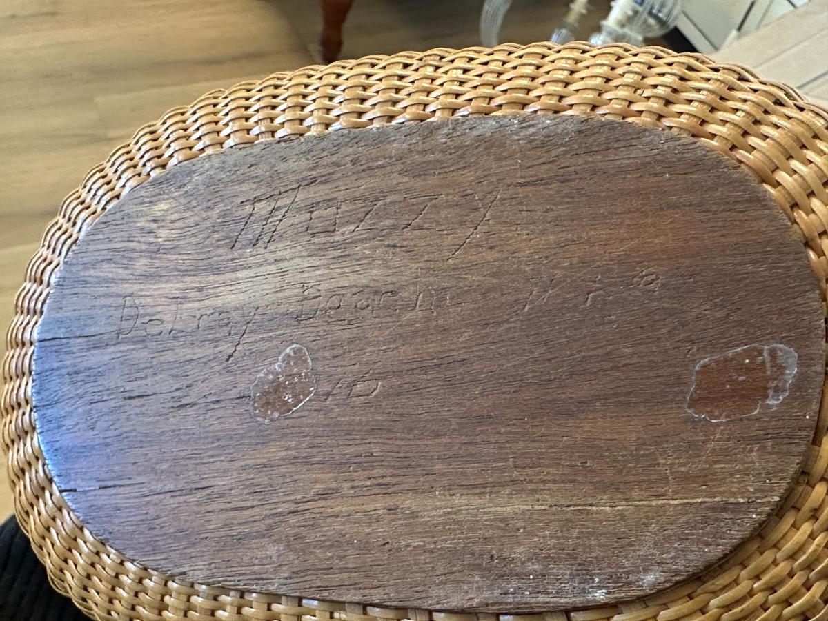 Vintage Nantucket Basket Purse with Bird, Signed, 1977