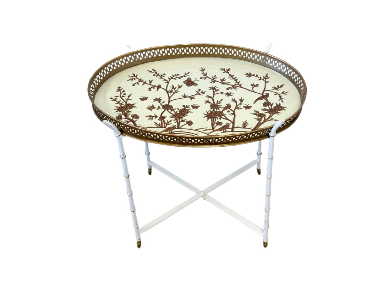 Oval Handpainted Tole Tray Table