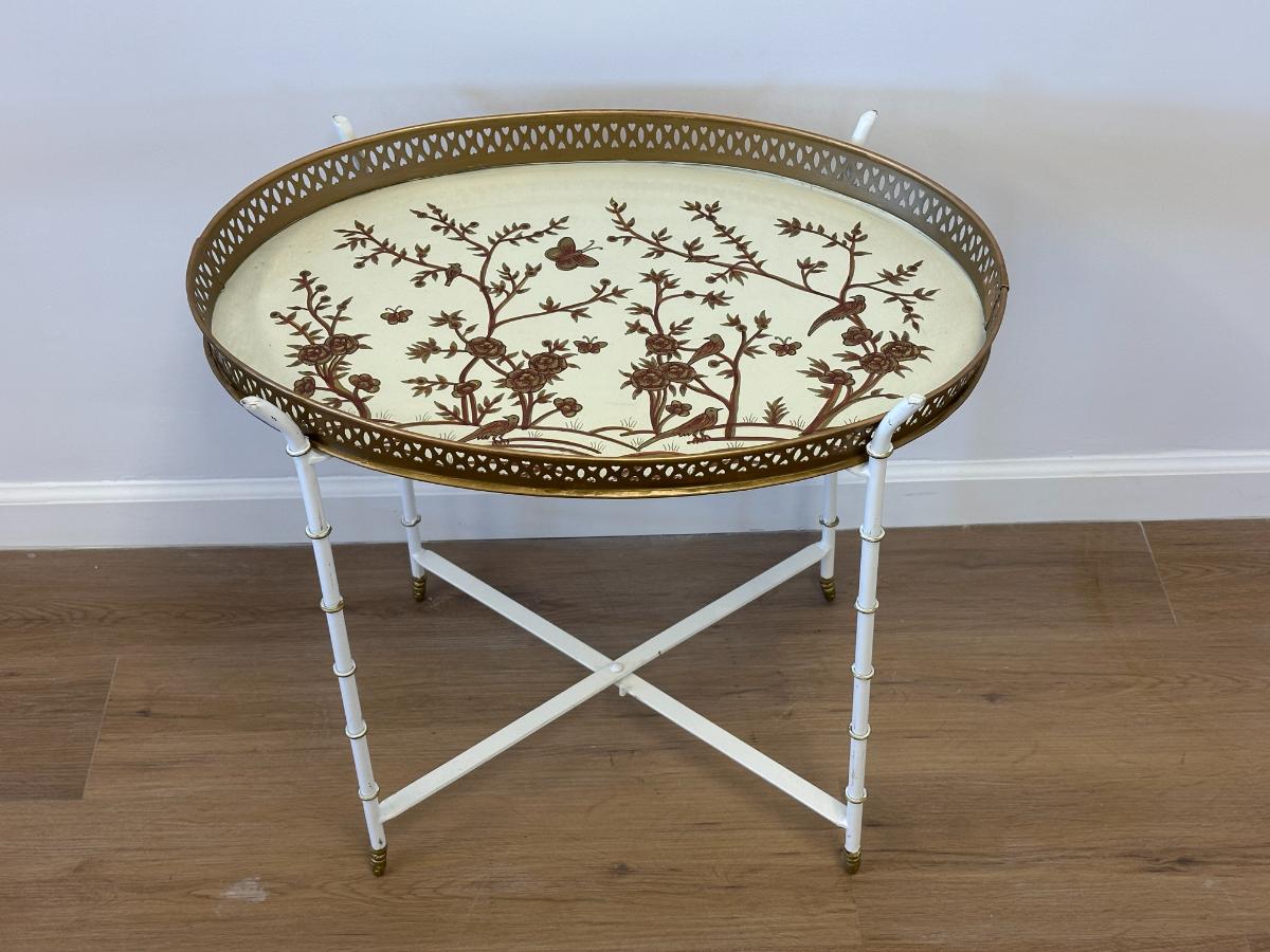 Oval Handpainted Tole Tray Table