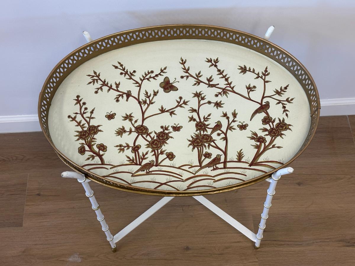 Oval Handpainted Tole Tray Table
