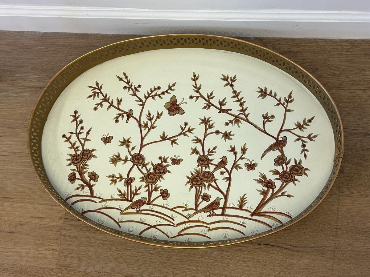Oval Handpainted Tole Tray Table