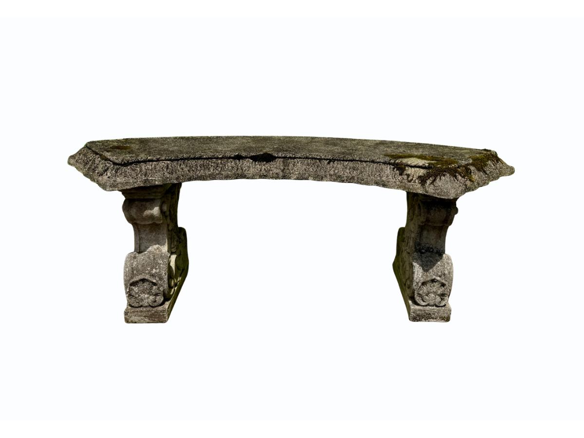 Campania Curved Cement Garden Bench