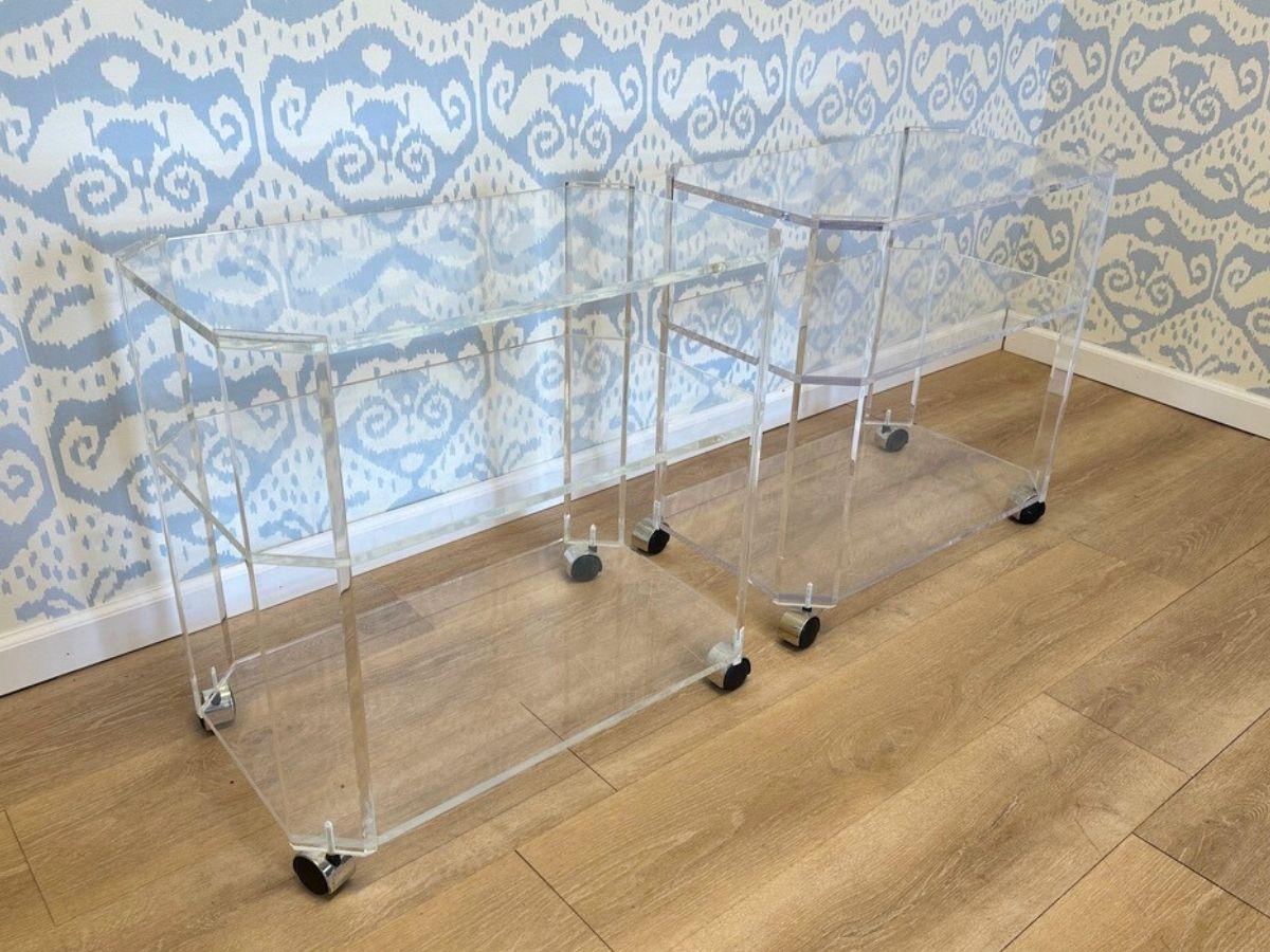 Vintage Lucite Carts / Side Tables, Pair