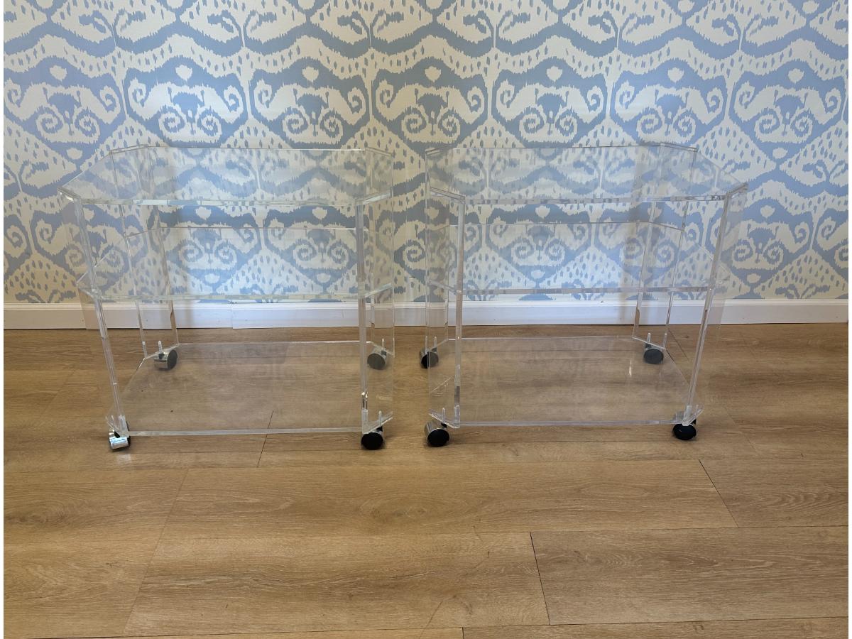 Vintage Lucite Carts / Side Tables, Pair