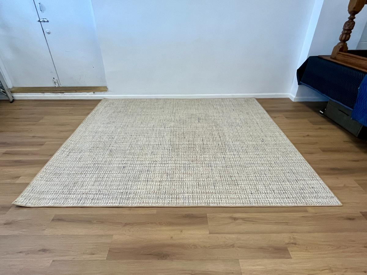 8 x 9 Tan, Blue & White Area Rug