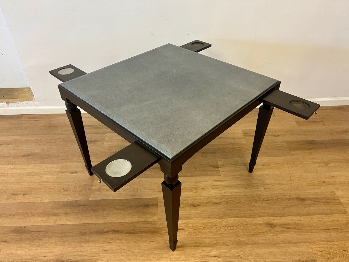 Leather Topped Game Table with Concealed Drink Slides